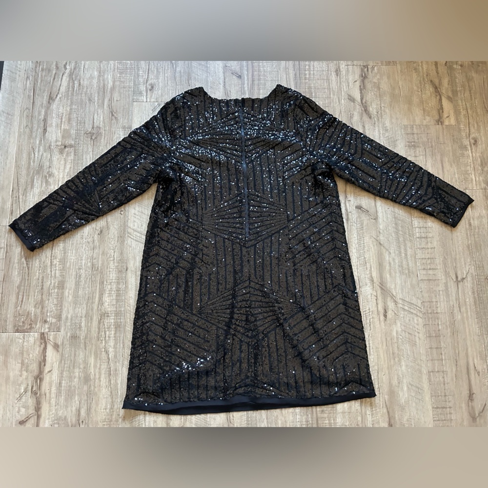 Love & Legend Black Sequin Long Sleeve sparkle holiday christmas party Dress NYE - Picture 5 of 9